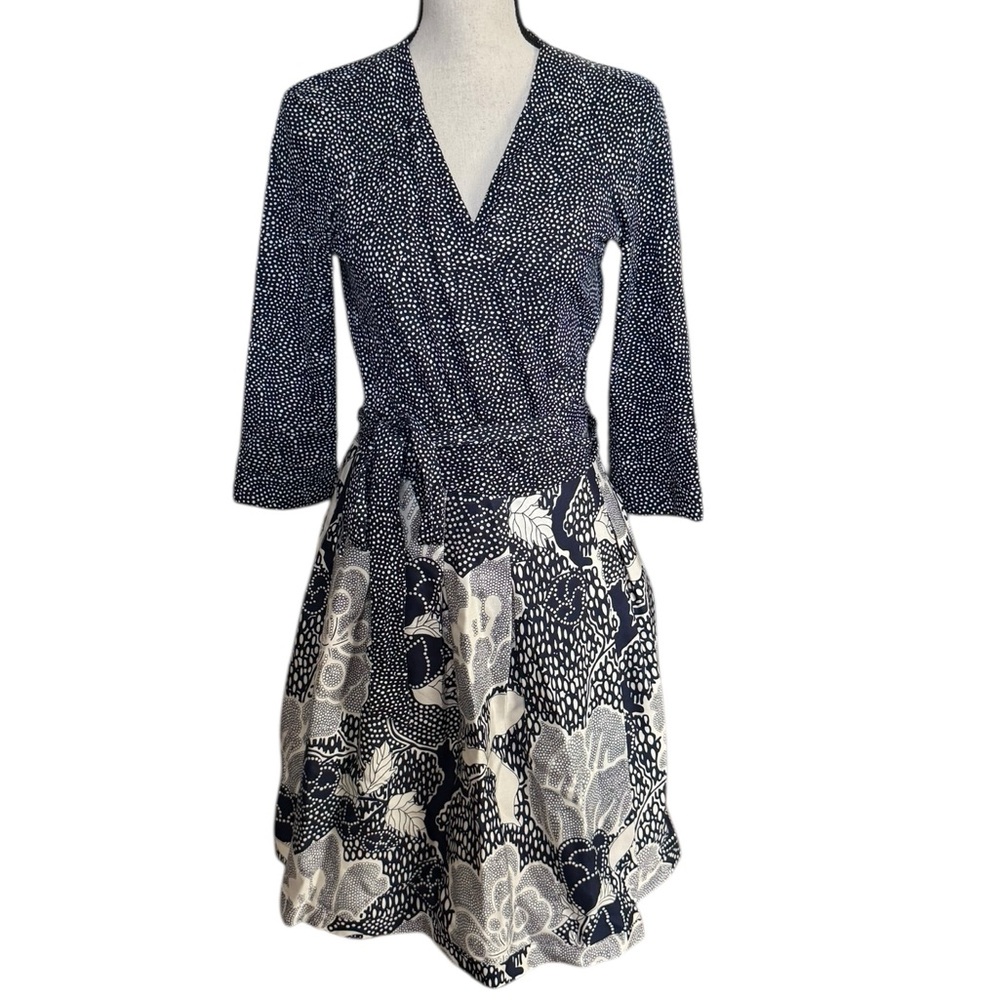Diane Von Furstenberg Jewel Silk Wool Jersey Polka Dot Floral Wrap Dress - Picture 5 of 8